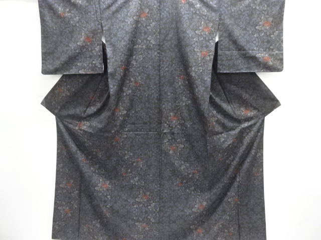 JAPANESE KIMONO / DORO OSHIMA TSUMUGI (5 maruki) / WOVEN FLOWER & PLANT